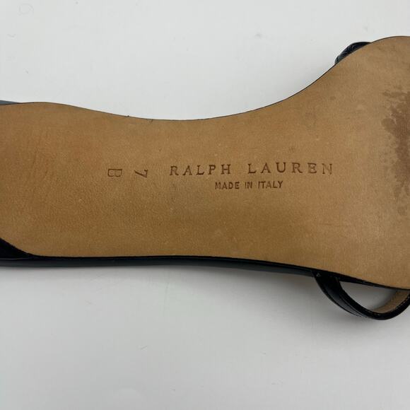 Ralph Lauren Women's Black Patent Leather Slides Size 7B - Picture 8 of 8